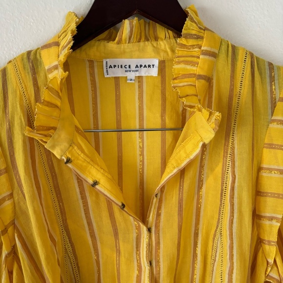 Apiece Apart Rafaela Mini Dress In Yellow Women's Size 2 Metallic Striped - Picture 5 of 7